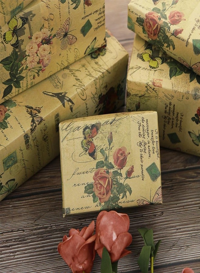 Boerni Retro Pink Roses Blossom Branches and Butterflies With Script Writing On Tan Wrapping Paper 28"(W) x20"(L) per sheet (6 sheets: 23 sq. ft. ttl.) for Birthday Weddings Valentines Bridal Shower - Image 5